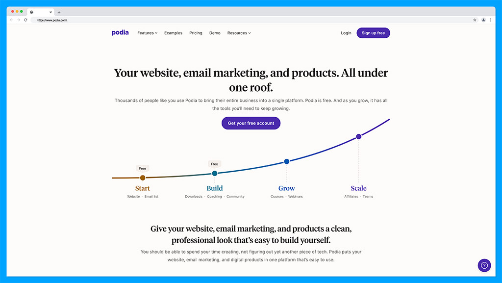 podia homepage 2023
