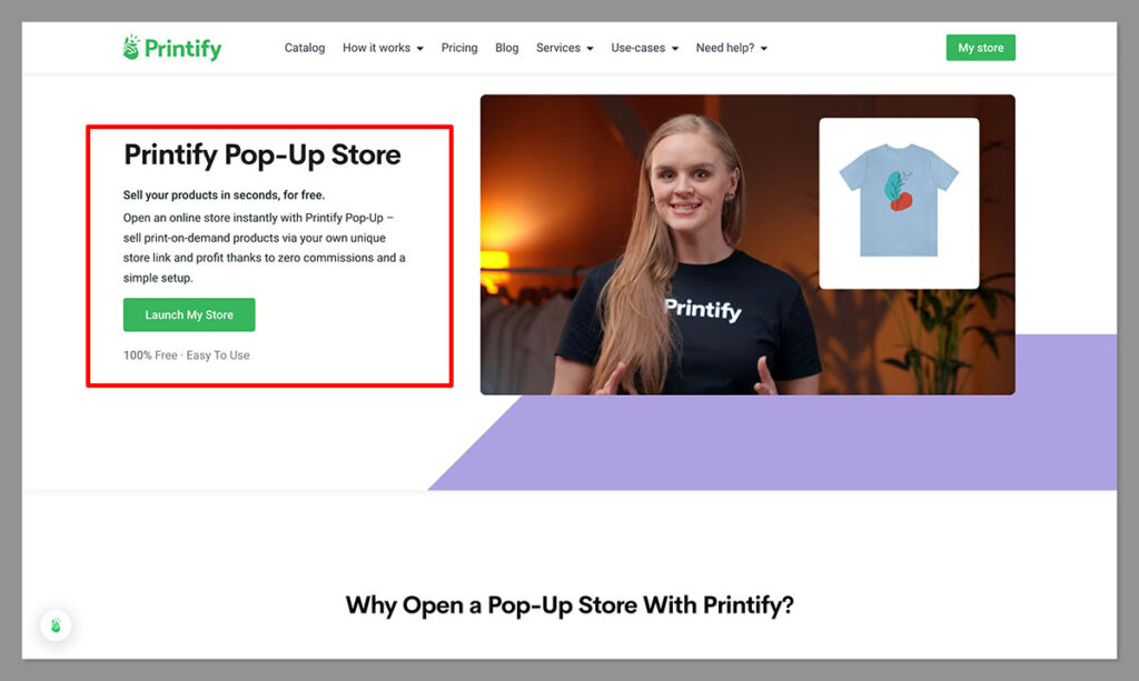 printify popup store lp