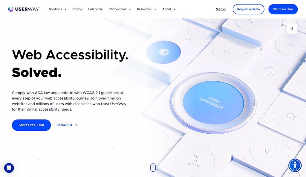 userway review - hoempage