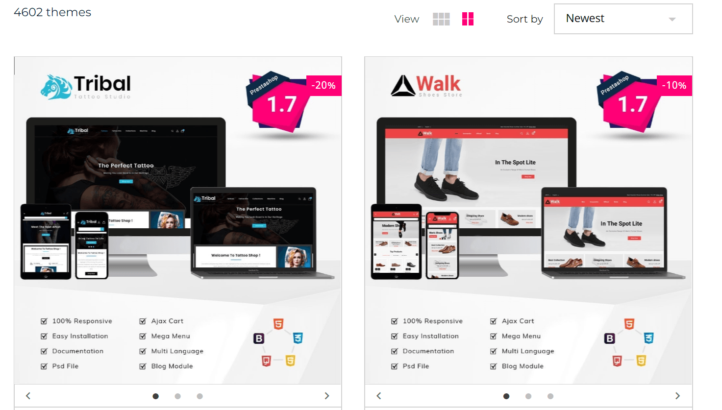 commerce électronique open source - Thèmes Prestashop